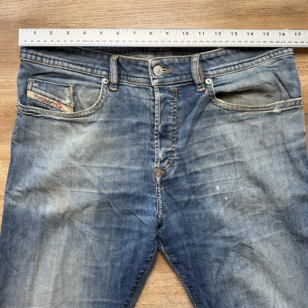 Diesel Buster Jeans‎ Men 33x32 Blue Slim Tapered Stretch Dirty Wash Ripped 082AZ